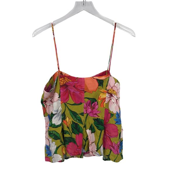 Mara Hoffman Lily Top 8 Floral Button Front Sleeveless Sweetheart Pleated Retro - Picture 1 of 7